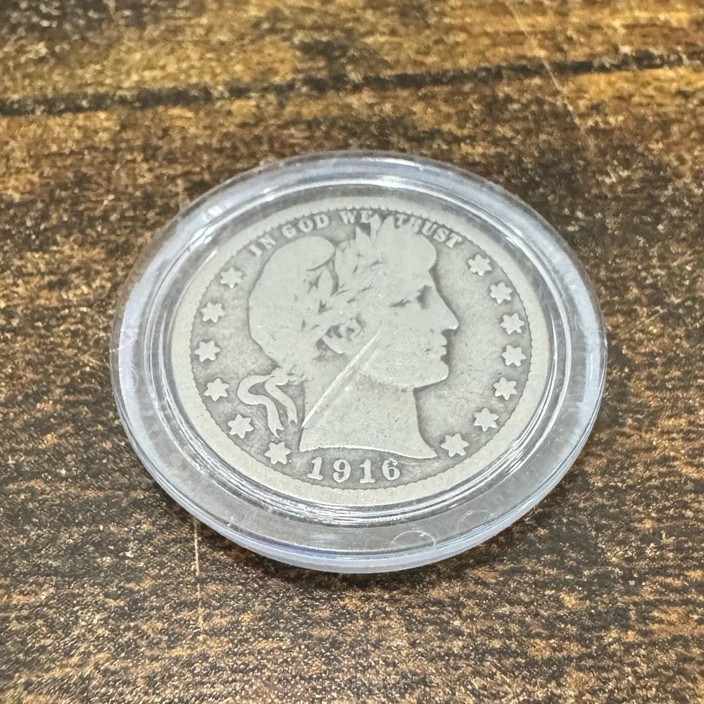 1916 D  Silver Barber Quarter United States Currency